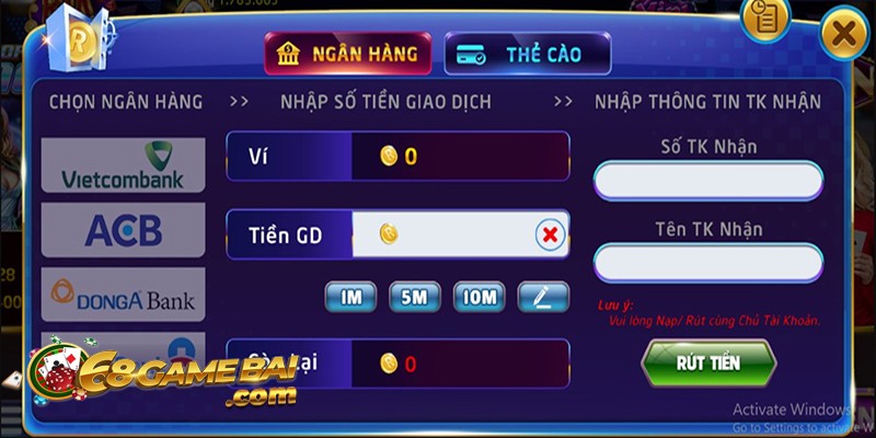 Hướng dẫn nạp tiền tại RikVip