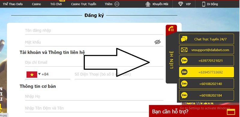 Liên hệ với Dafabet như thế nào? 