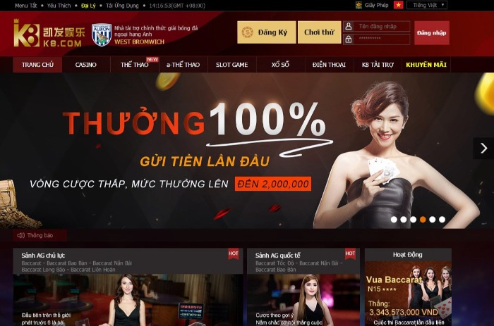 Nhà cái K8 thưởng chào mừng 1 triệu 800k