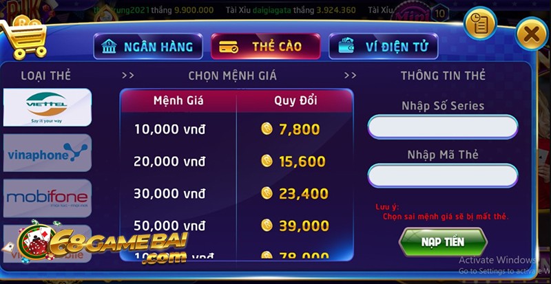 Tốc độ nạp rút tức thì, miễn phí 100%